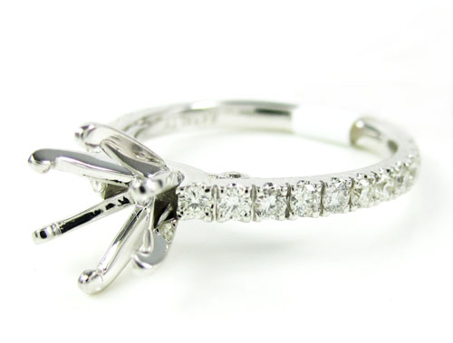 Ladies 18k white gold round diamond semi mount ring 0.60ct