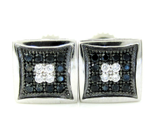 .925 white sterling silver black & white cz earrings 0.32ct
