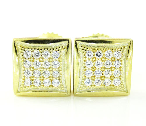 .925 yellow sterling silver white cz earrings 0.32ct