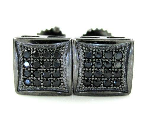 .925 black sterling silver black cz earrings 0.32ct