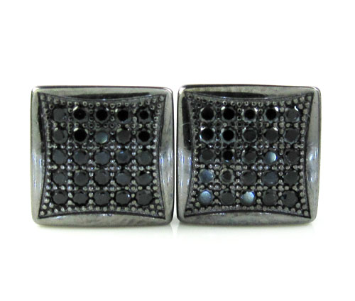 .925 black sterling silver black cz earrings 0.50ct