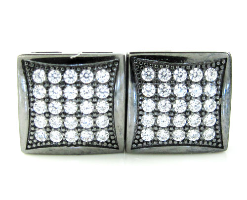 .925 black sterling silver white cz earrings 0.50ct