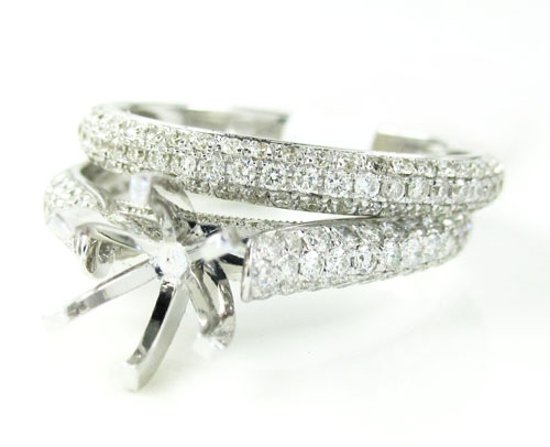 18k white gold diamond semi mount ring set 1.38ct