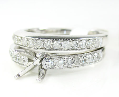 14k white gold diamond semi mount ring set 0.60ct