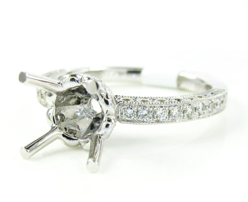 18k white gold round diamond semi mount ring 0.66ct