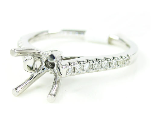 18k white gold round diamond semi mount ring 0.18ct