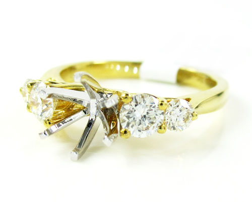 18k yellow gold round diamond semi mount ring 0.79ct - Image 1