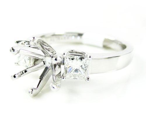 18k white gold princess diamond semi mount ring 0.68ct
