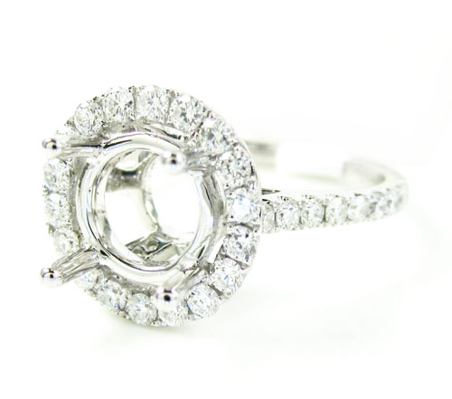 18k white gold round diamond semi mount ring 0.90ct
