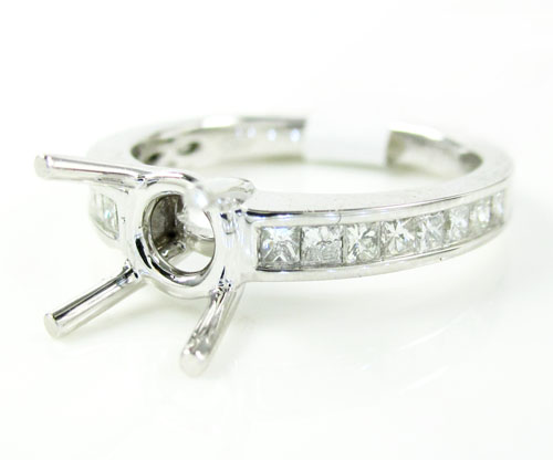 18k white gold princess diamond semi mount ring 0.45ct