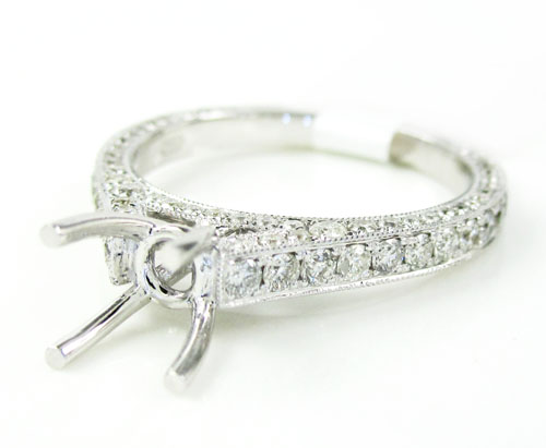 18k white gold round diamond semi mount ring 0.95ct