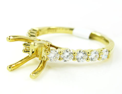 18k yellow gold round diamond semi mount ring 0.66ct - Image 1