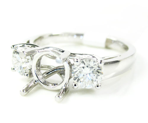18k white gold round diamond semi mount ring 0.75ct