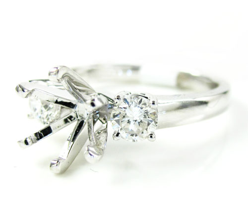 18k white gold round diamond semi mount ring 0.52ct