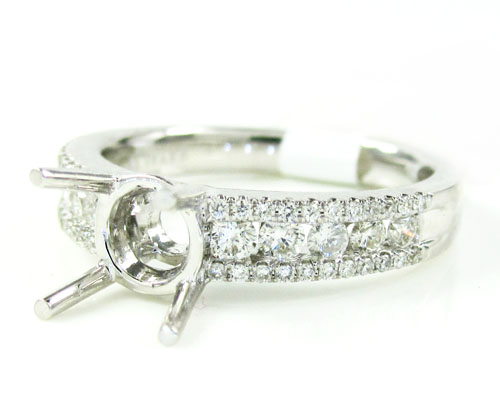 18k white gold round diamond semi mount ring 0.51ct - Image 1