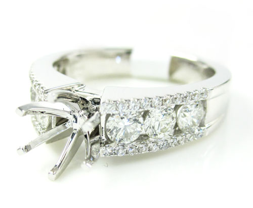 18k white gold round diamond semi mount ring 1.03ct