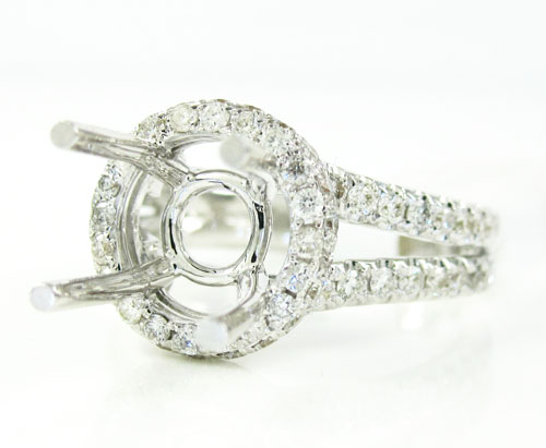 18k white gold round diamond semi mount ring 0.86ct