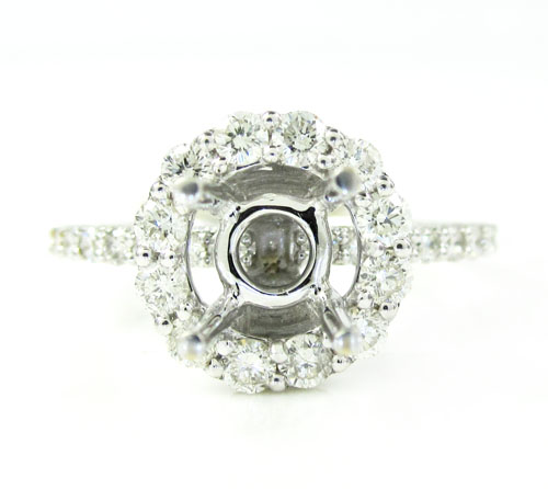 18k white gold round diamond semi mount ring 1.13ct