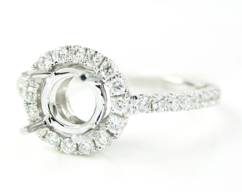 18k white gold round diamond semi mount ring 0.39ct