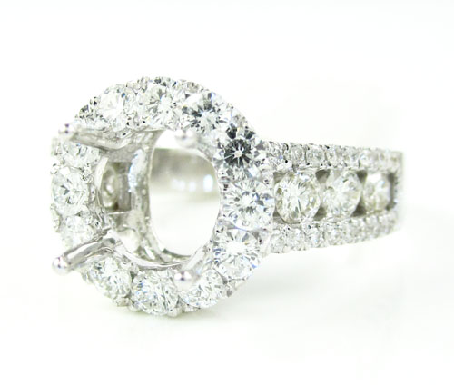 18k white gold round diamond semi mount ring 1.41ct