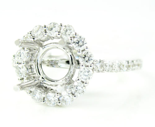 18k white gold round diamond semi mount ring 0.86ct