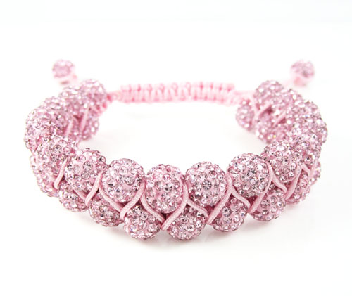 Pink rhinestone macramé bead pink rope bracelet 18.00ct