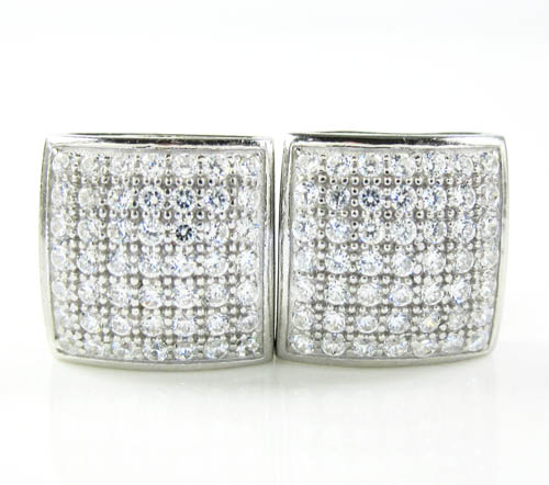 .925 white sterling silver white cz earrings 0.98ct