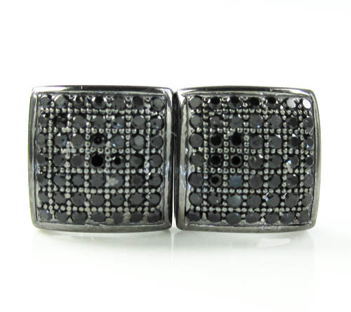 .925 black sterling silver black cz earrings 0.85ct