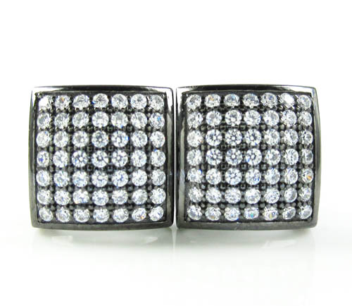 .925 black sterling silver white cz earrings 0.98ct