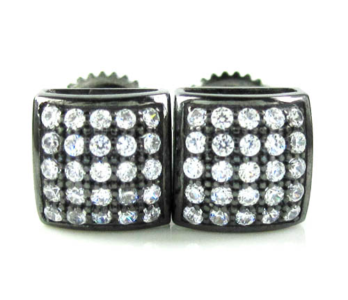 .925 black sterling silver white cz earrings 0.50ct