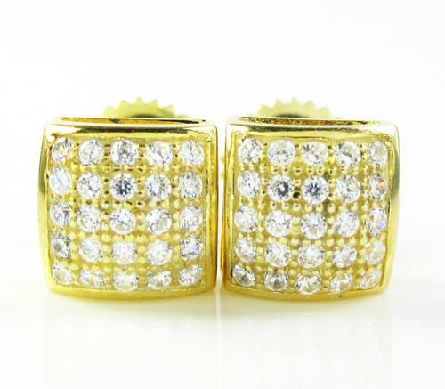 .925 yellow sterling silver white cz earrings 0.50ct