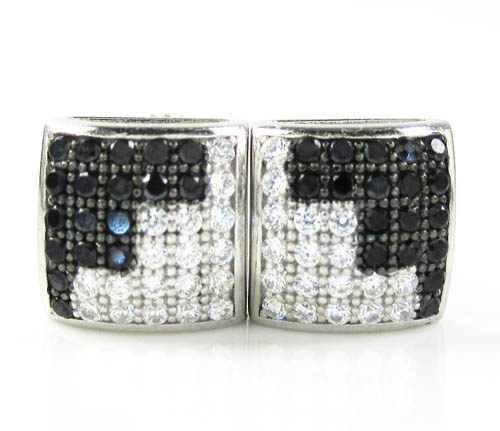 .925 white sterling silver black & white cz earrings 0.72ct