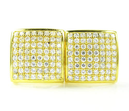 .925 yellow sterling silver white cz earrings 1.28ct