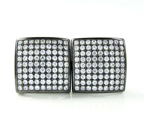 .925 black sterling silver white cz earrings 1.28ct