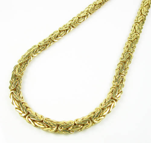 10k yellow gold flat byzantine chain 18 inch 6.5mm