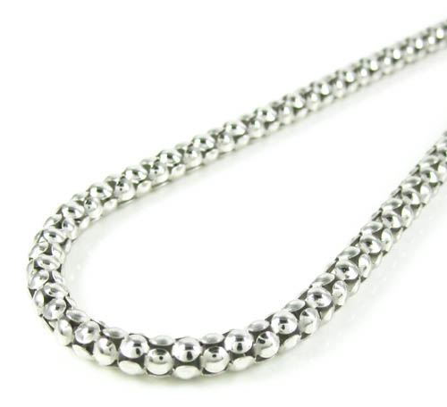 925 white sterling silver popcorn link chain 16-24 inch 4mm