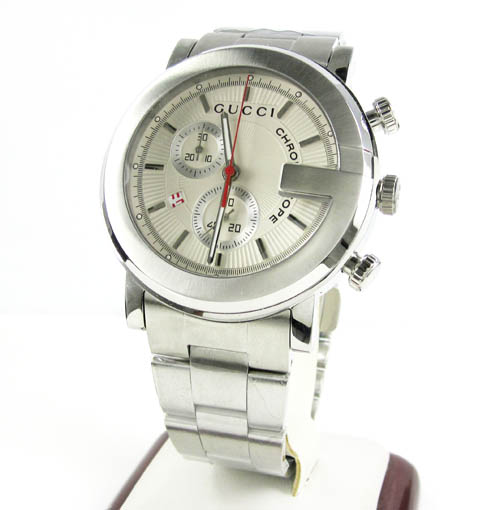 Mens gucci chronograph white stainless steel watch