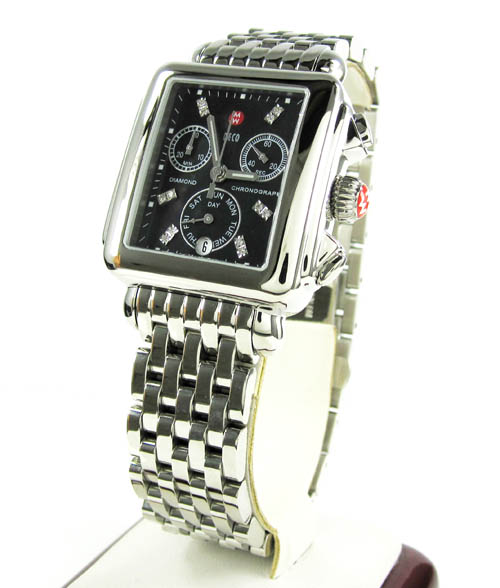 Ladies michele deco day diamond dial white stainless steel watch 0.05ct - Image 1