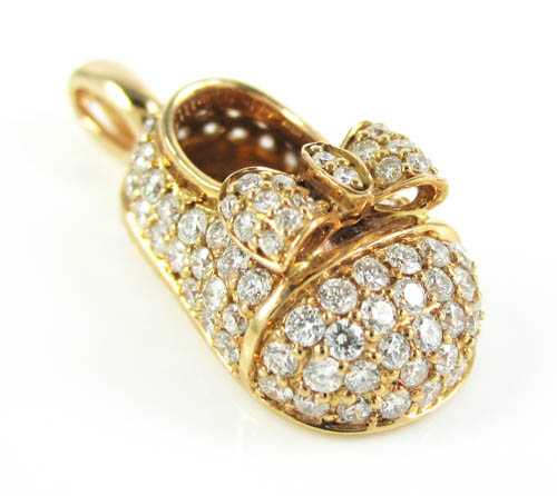 18k rose gold diamond baby shoe pendant 0.92ct - Image 1