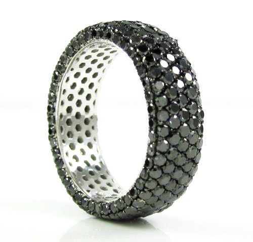 Ladies 14k white gold black diamond eternity band 4.75ct - Image 1