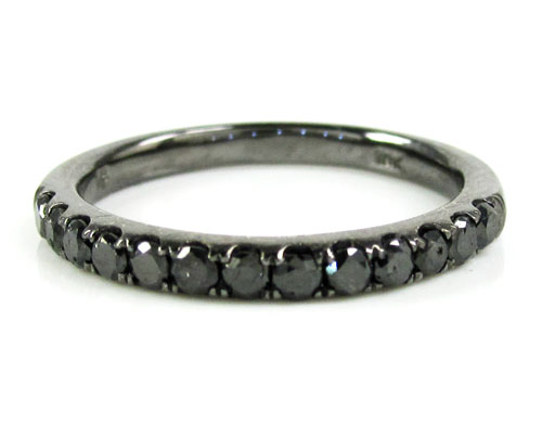 Ladies 14k black gold black diamond wedding band 0.39ct - Image 1