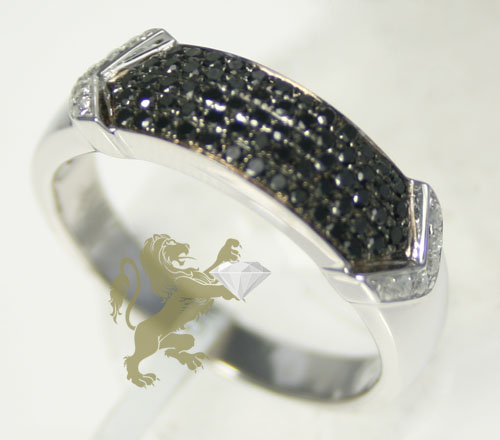 0.60ct mens 14k gold round cut black diamond band
