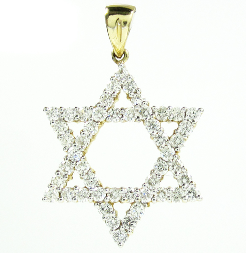 Unisex star of david diamond pendant 1.10ct