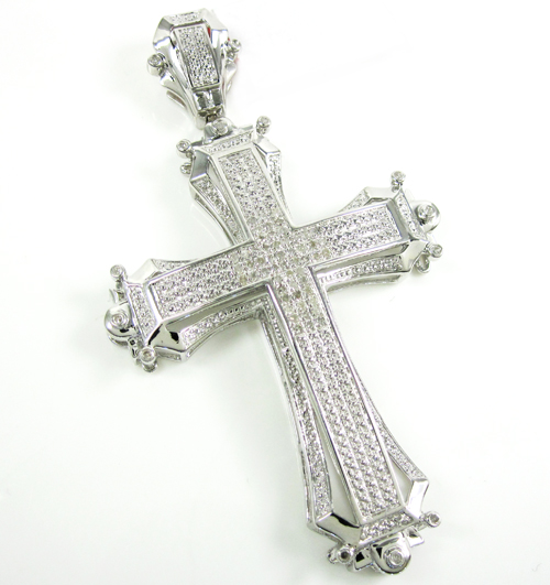 Mens white sterling silver diamond cross 0.50ct - Image 1
