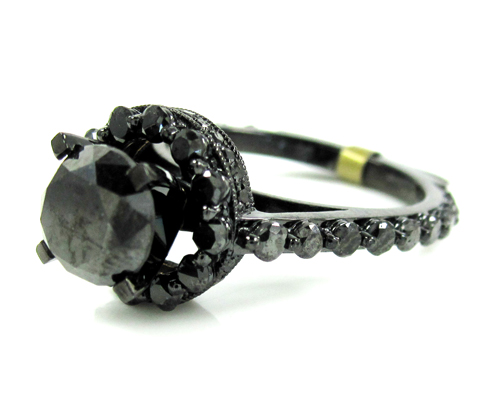 Ladies 10k black gold black diamond fancy engagement ring 3.73ct - Image 1