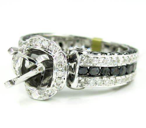 Ladies 14k white gold black & white diamond semi mount ring 2.80ct - Image 1