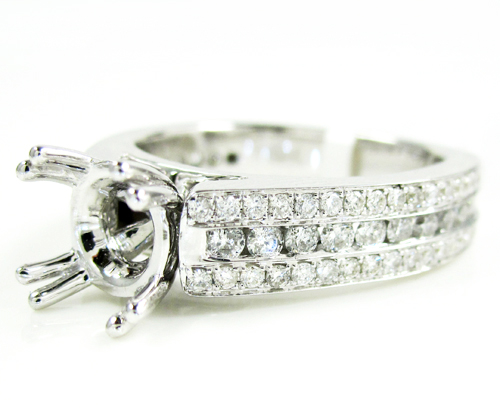 Ladies 14k white gold diamond semi mount ring 1.06ct