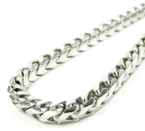 10k white gold solid franco link bracelet 9 inches 4.4mm - Image 1