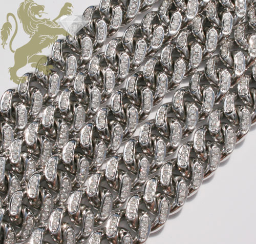 12.00ct 10k white gold diamond miami link 10mm chain 20-26