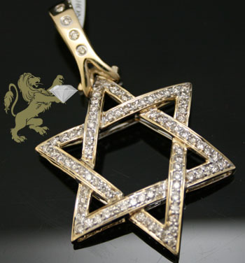 1.00ct 14k yellow gold diamond star of david pendant - Image 1